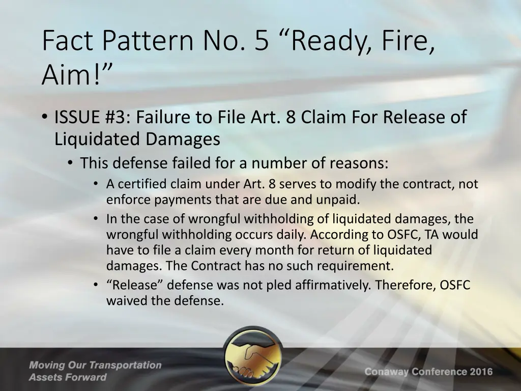 fact pattern no 5 ready fire aim 7