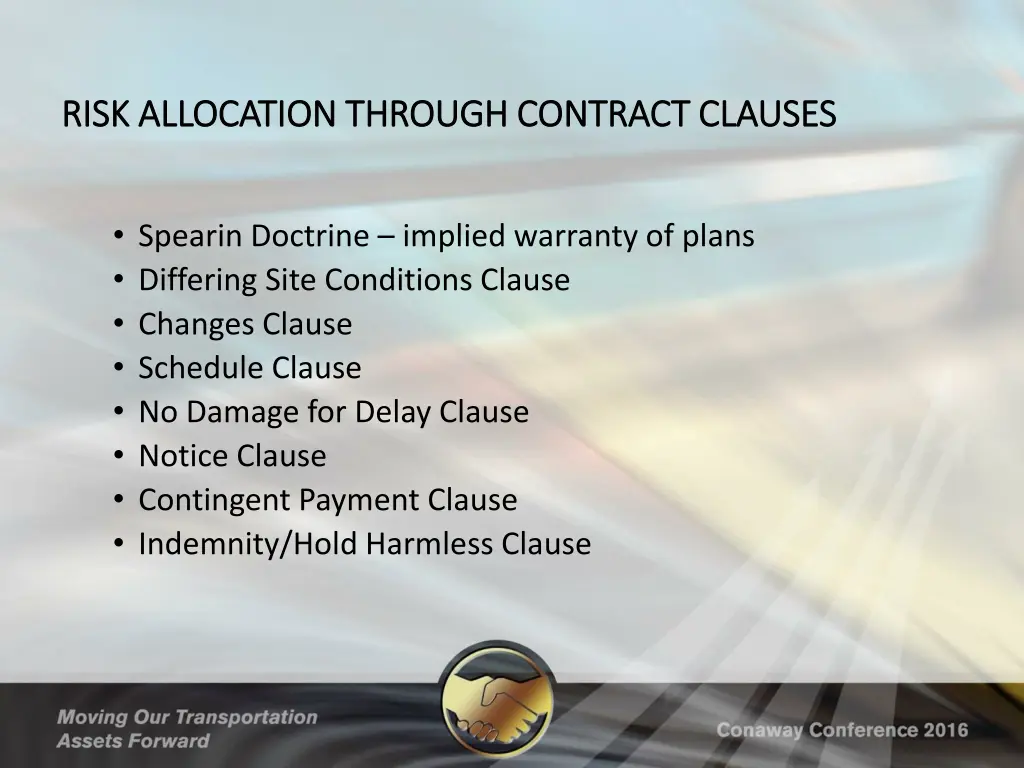 risk allocation through contract clauses risk