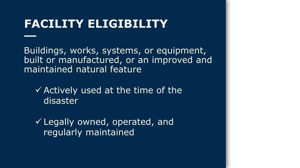 facility eligibility