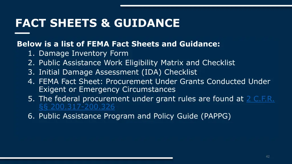 fact sheets guidance