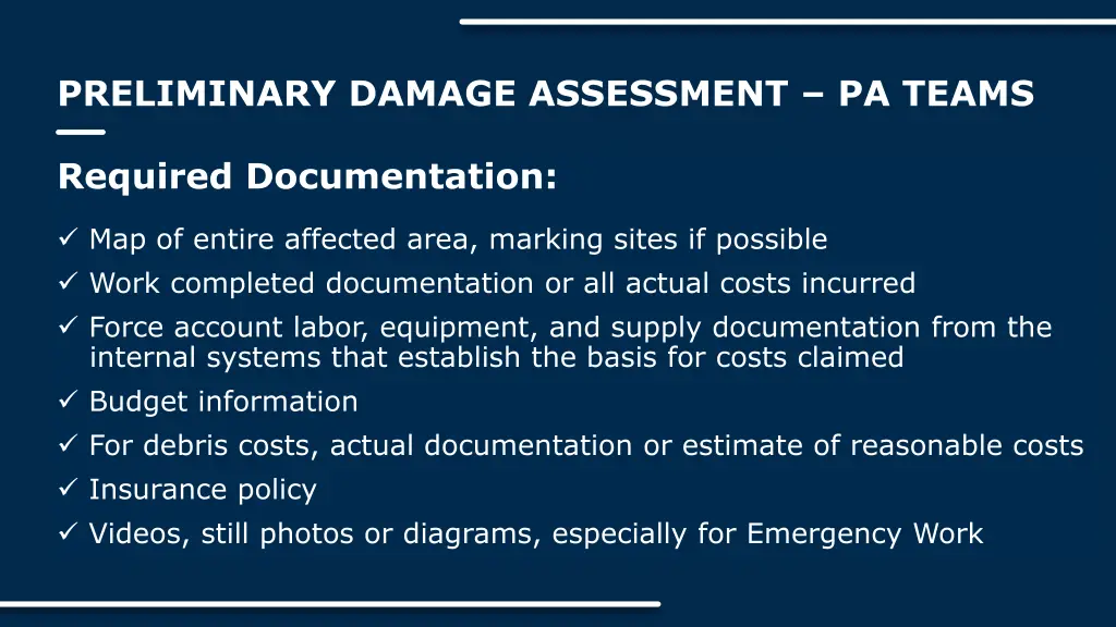 preliminary damage assessment pa teams