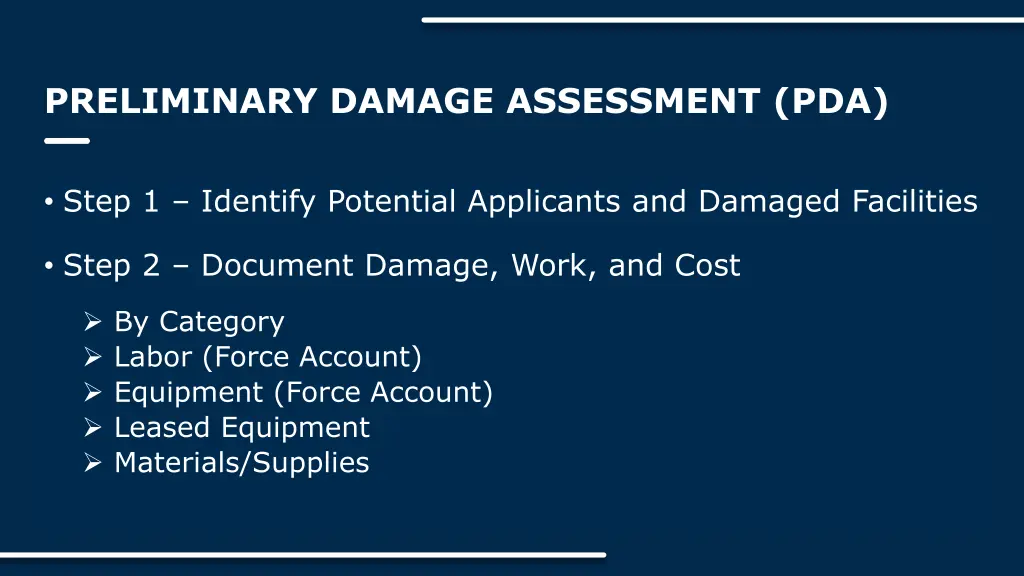 preliminary damage assessment pda 1