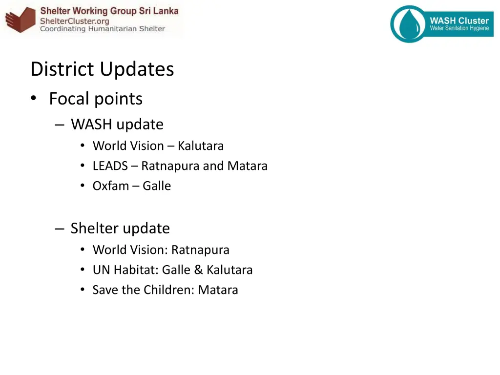 district updates focal points wash update world