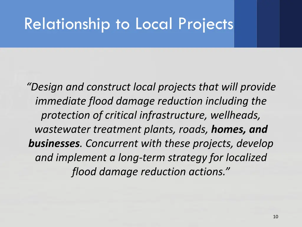 relationship to local projects