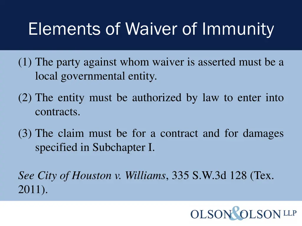 elements of waiver of immunity