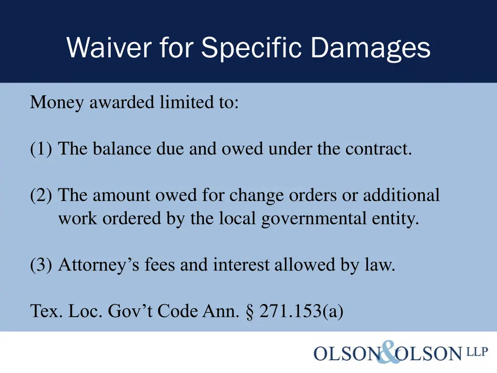 waiver for specific damages