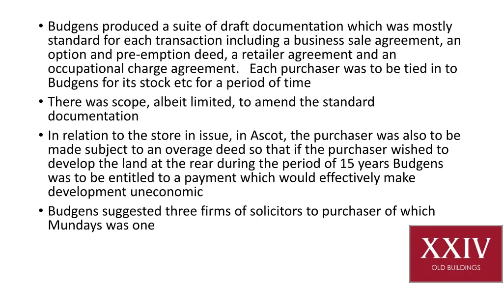 budgens produced a suite of draft documentation