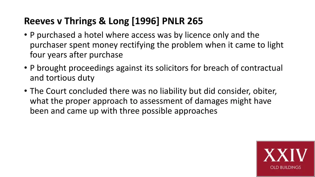 reeves v thrings long 1996 pnlr 265 p purchased