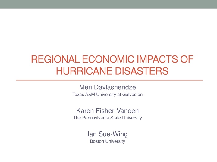 regional economic impacts of hurricane disasters