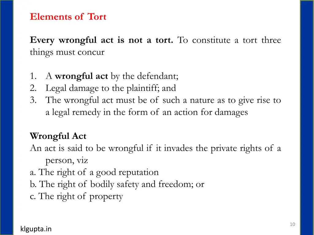 elements of tort