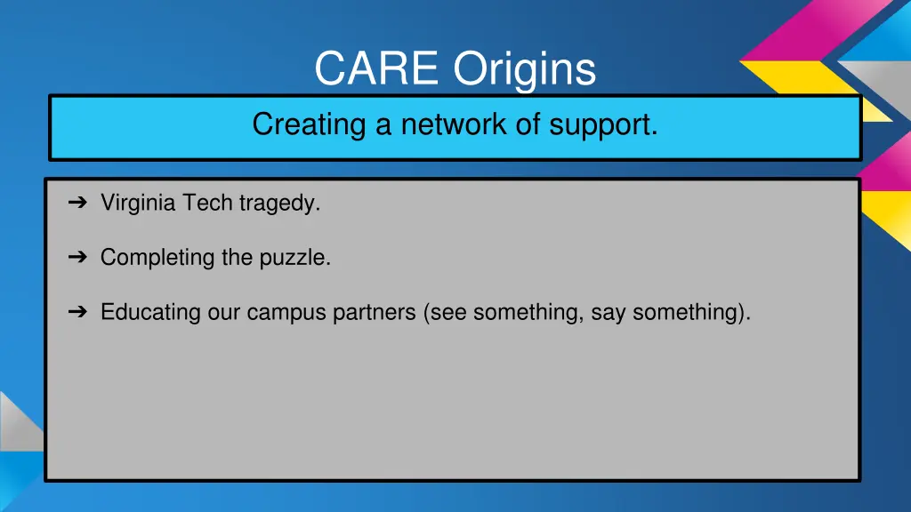 care origins creating a network of support