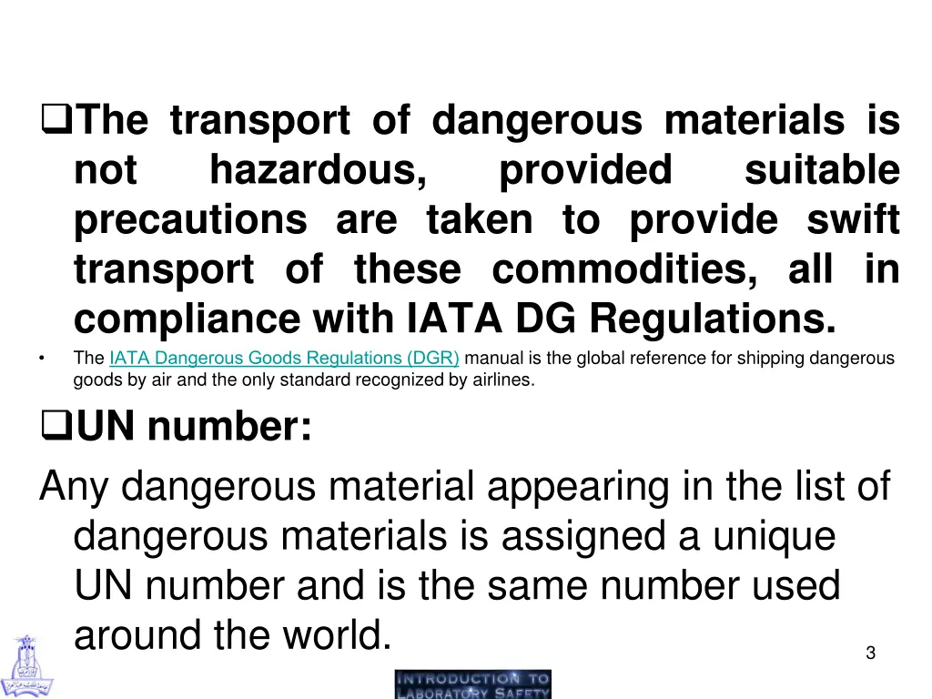 the transport of dangerous materials