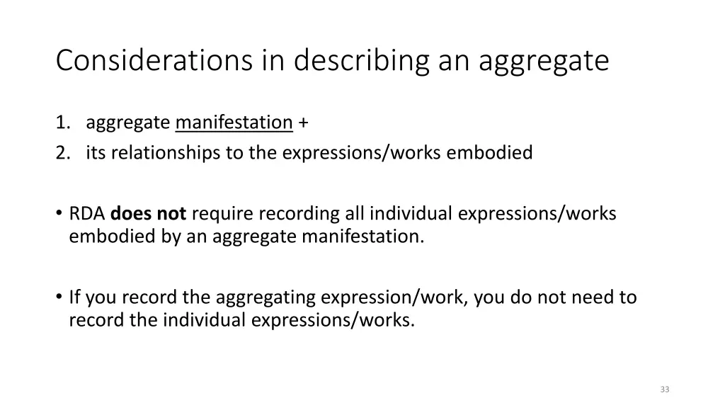 considerations in describing an aggregate