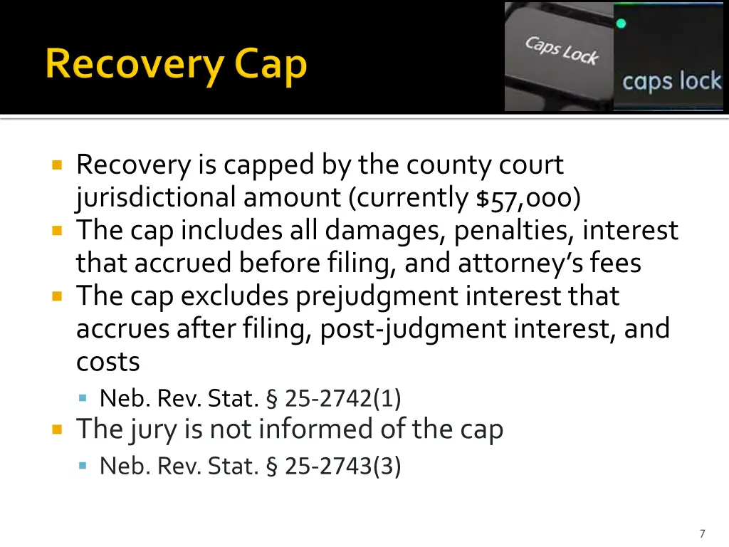 recovery is capped by the county court