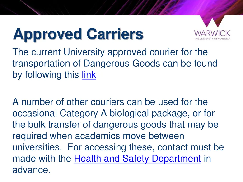 approved carriers the current university approved