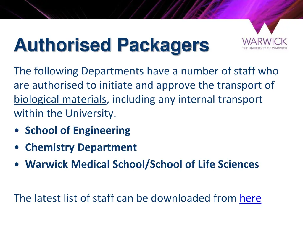 authorised packagers