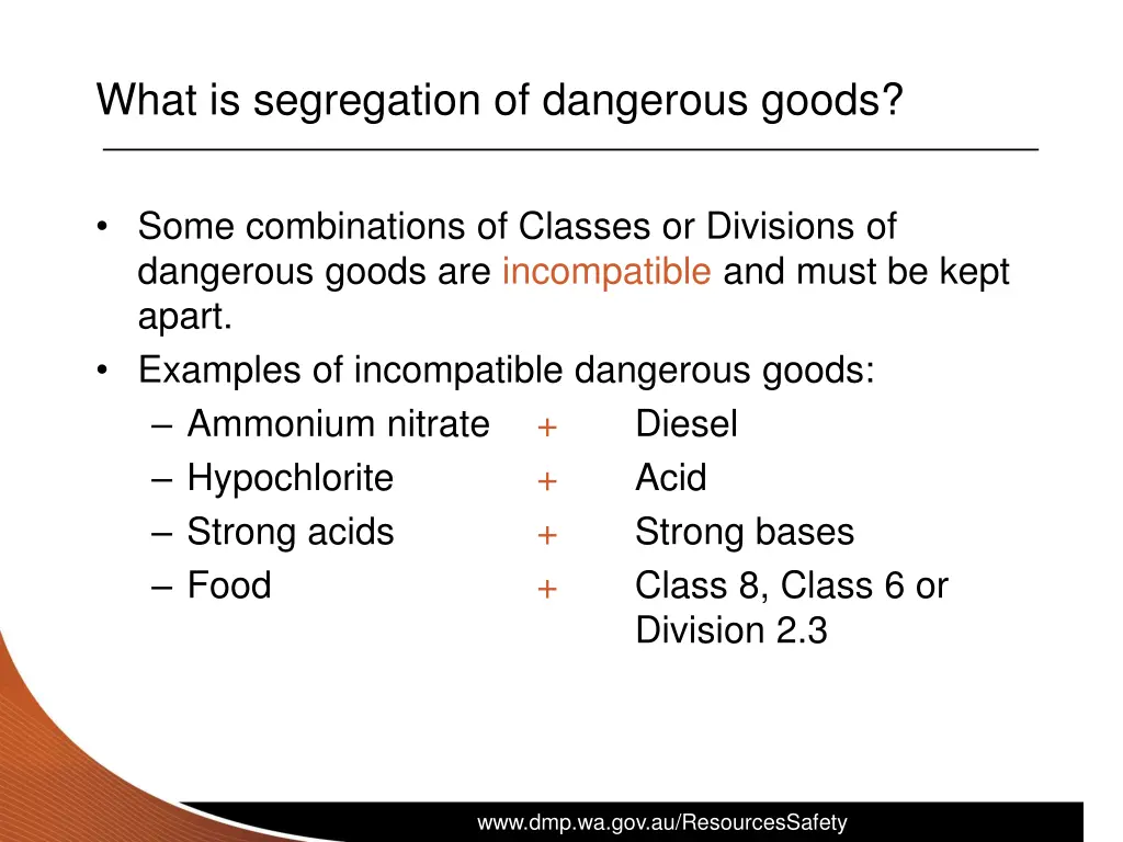 what is segregation of dangerous goods