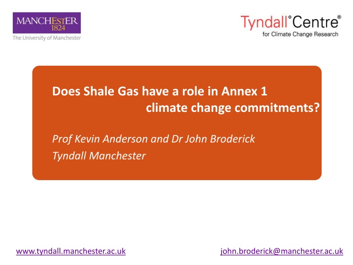 does shale gas have a role in annex 1 climate