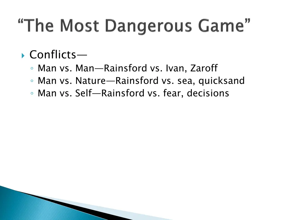 conflicts man vs man rainsford vs ivan zaroff