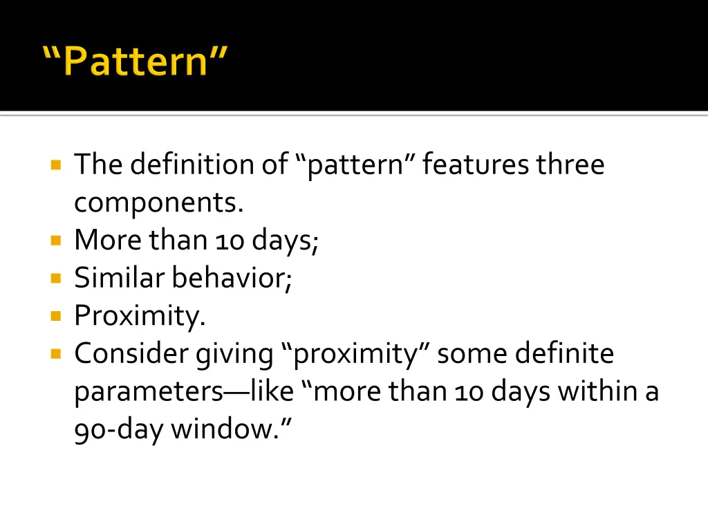 the definition of pattern features three