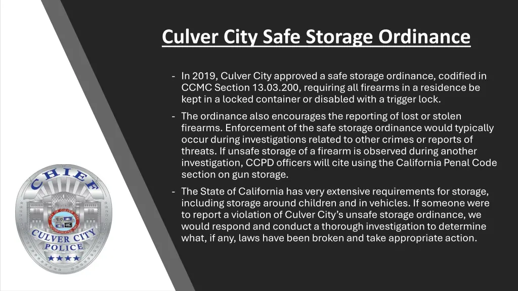 culver city safe storage ordinance