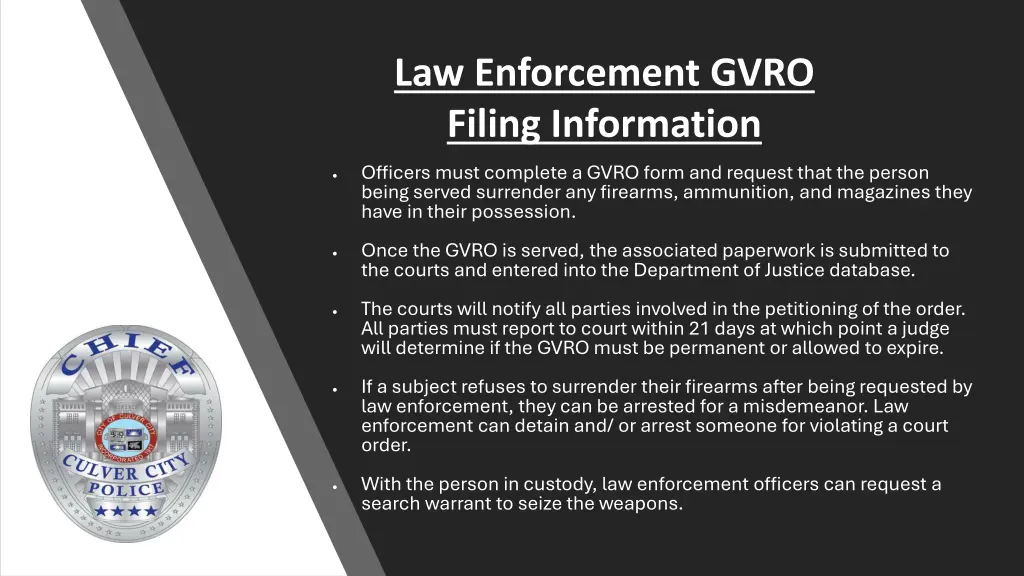 law enforcement gvro filing information