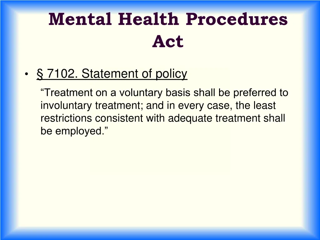 mental health procedures act 5