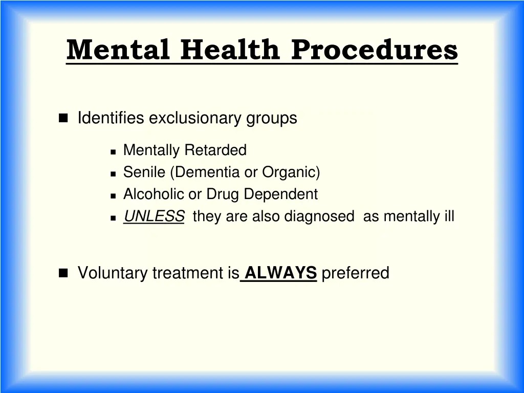 mental health procedures