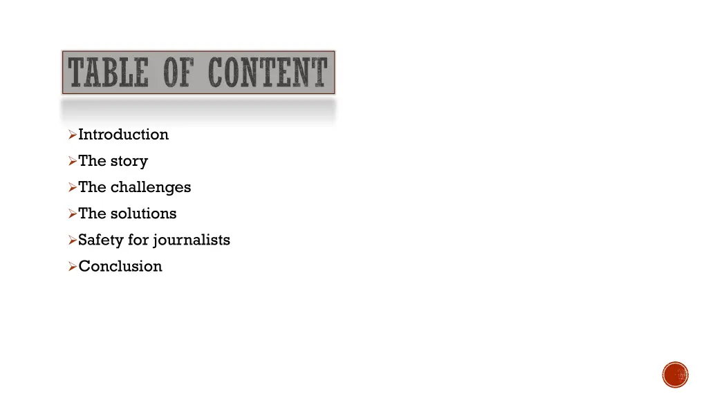 table of content