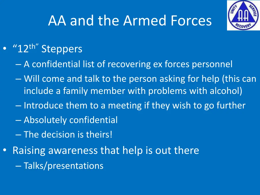 aa and the armed forces 1