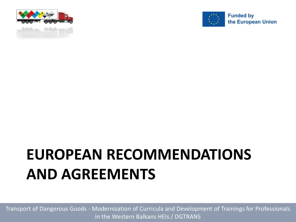 european recommendations and agreements