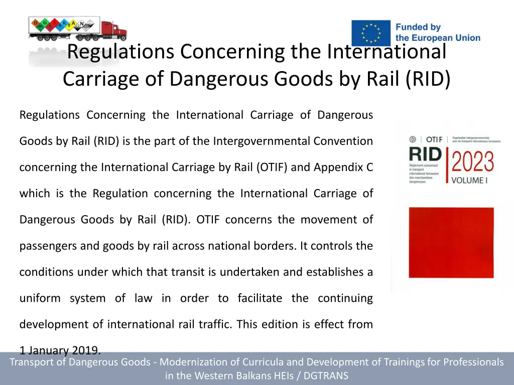 regulations concerning the international carriage