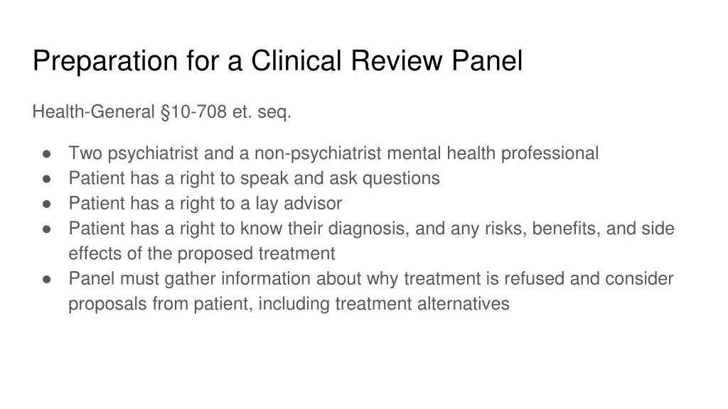 preparation for a clinical review panel 1