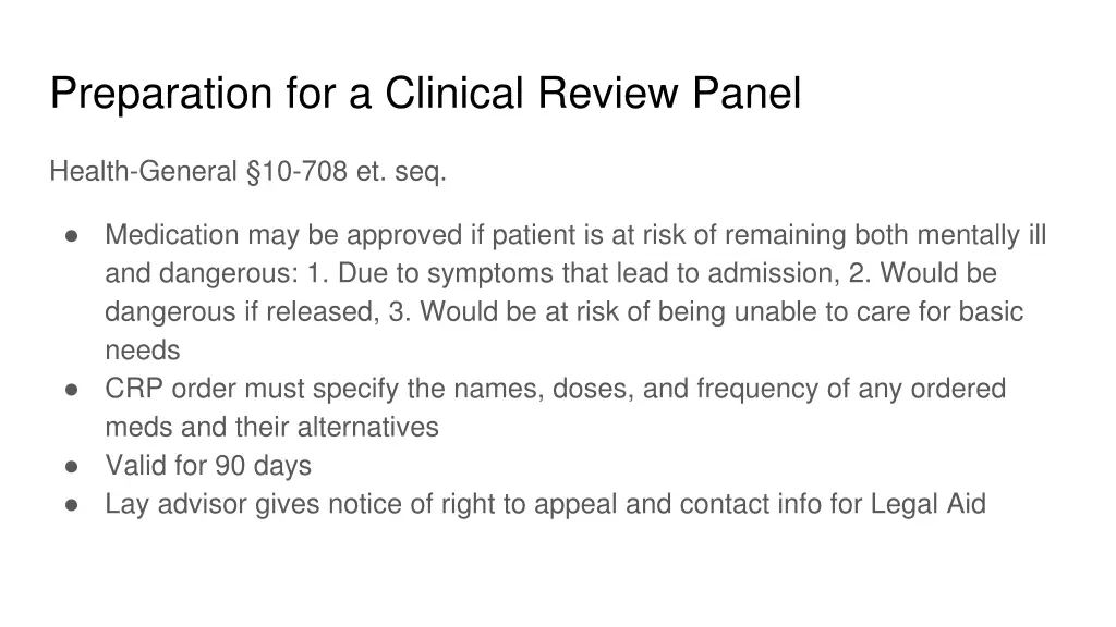 preparation for a clinical review panel 2