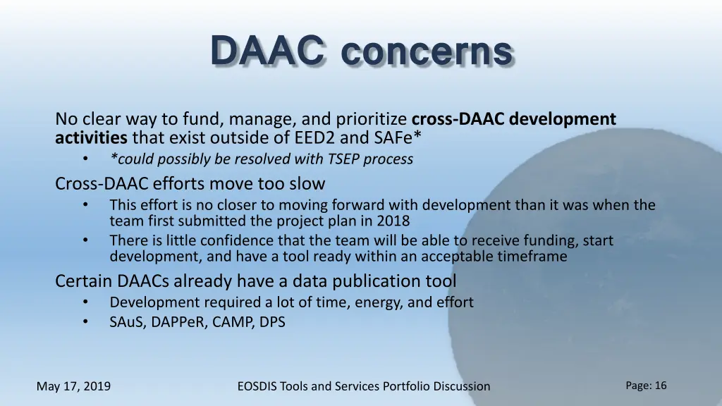 daac concerns