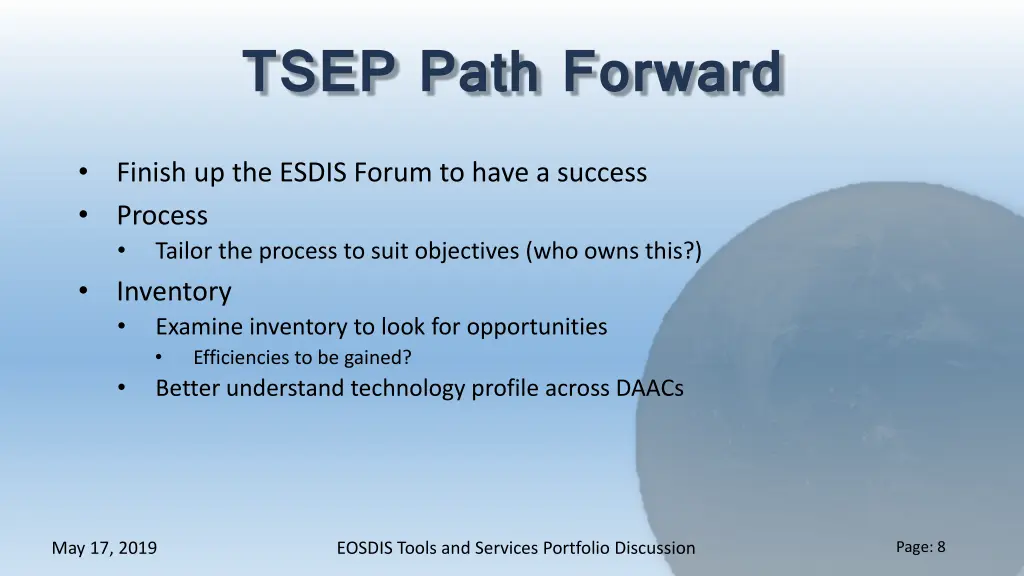 tsep path forward