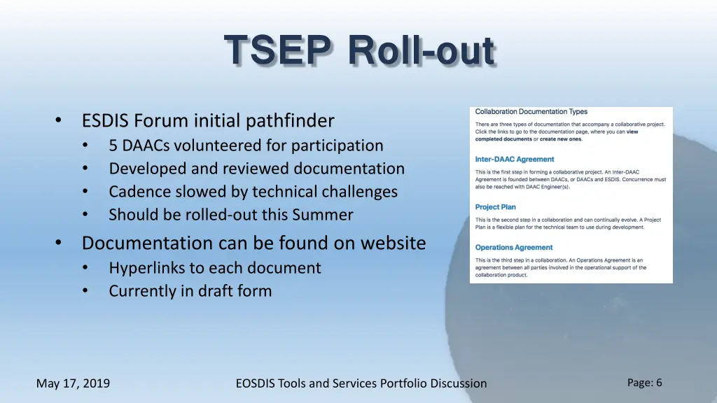 tsep roll out