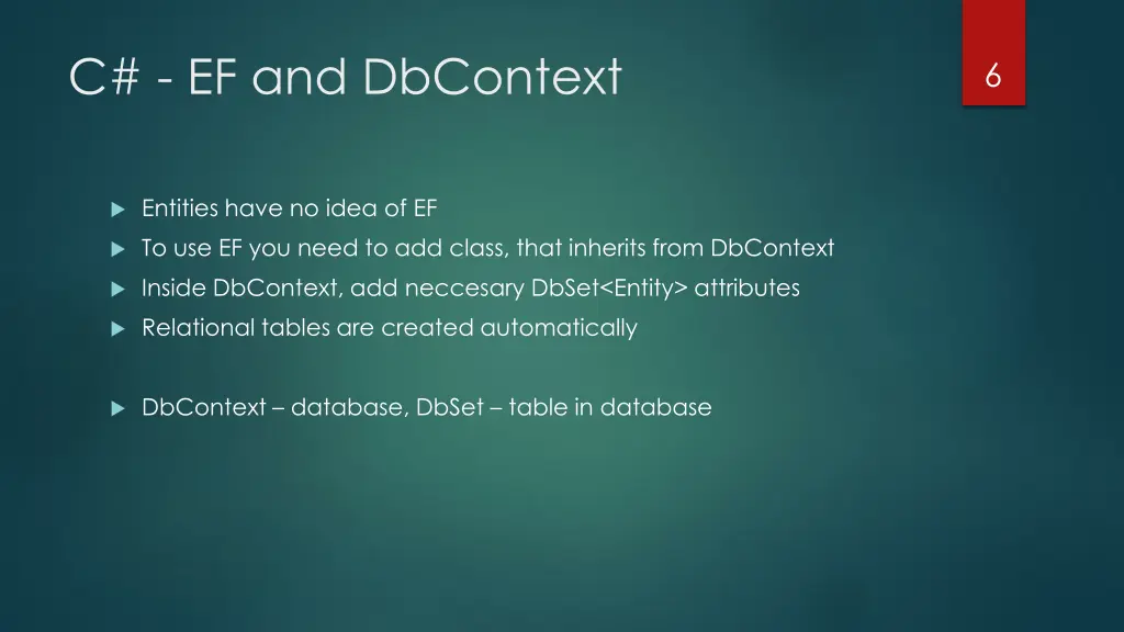 c ef and dbcontext