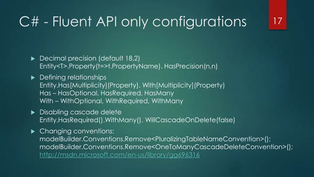 c fluent api only configurations