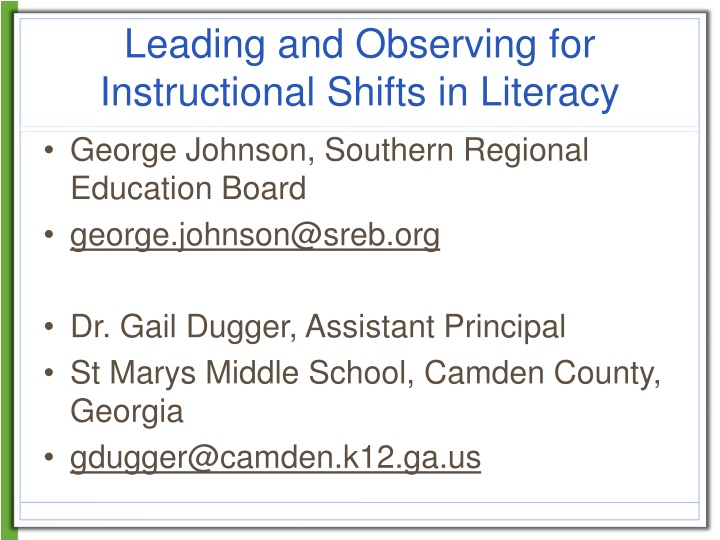 leading and observing for instructional shifts