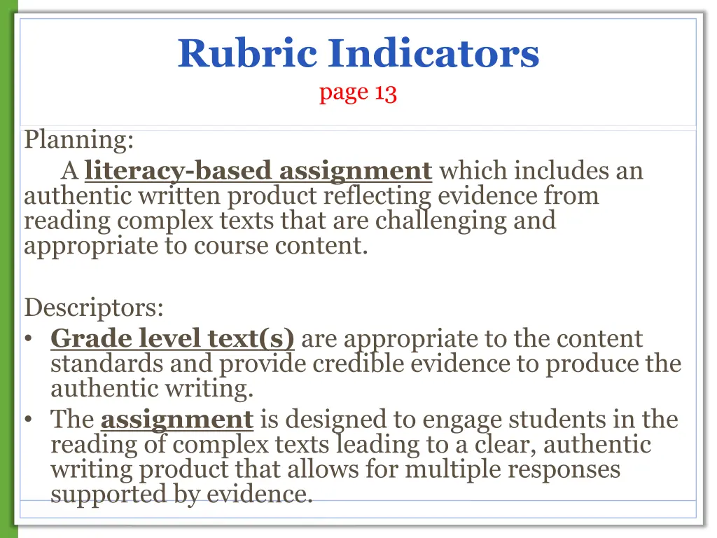 rubric indicators page 13