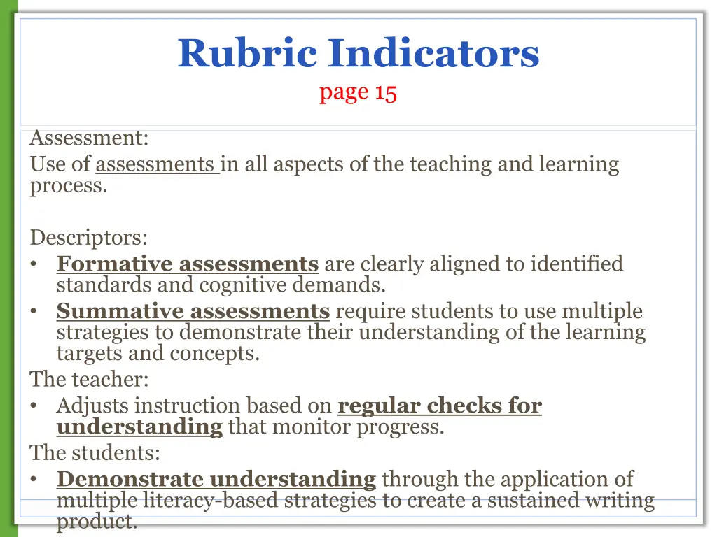 rubric indicators page 15