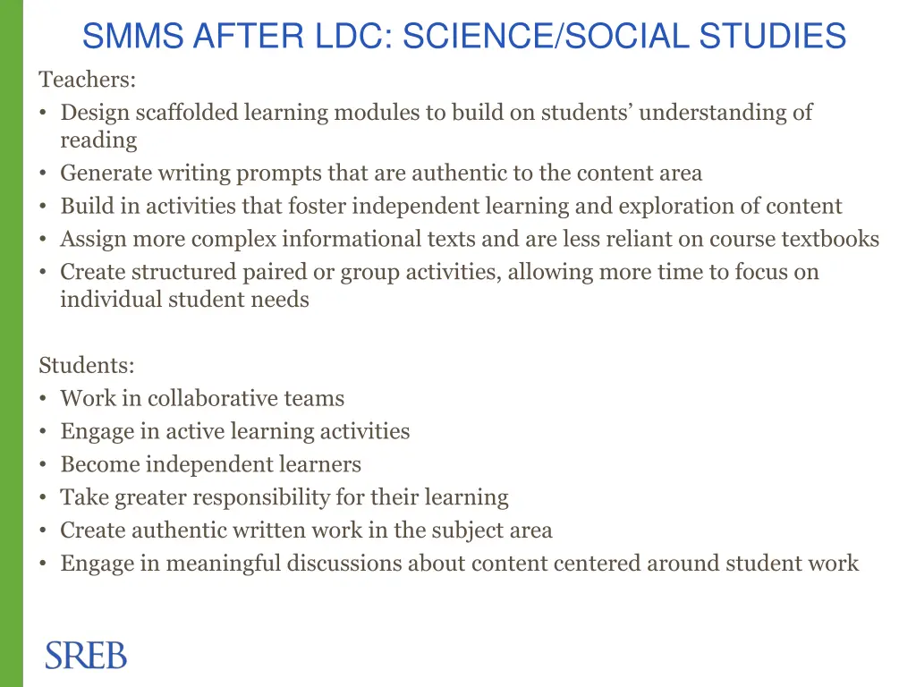 smms after ldc science social studies teachers