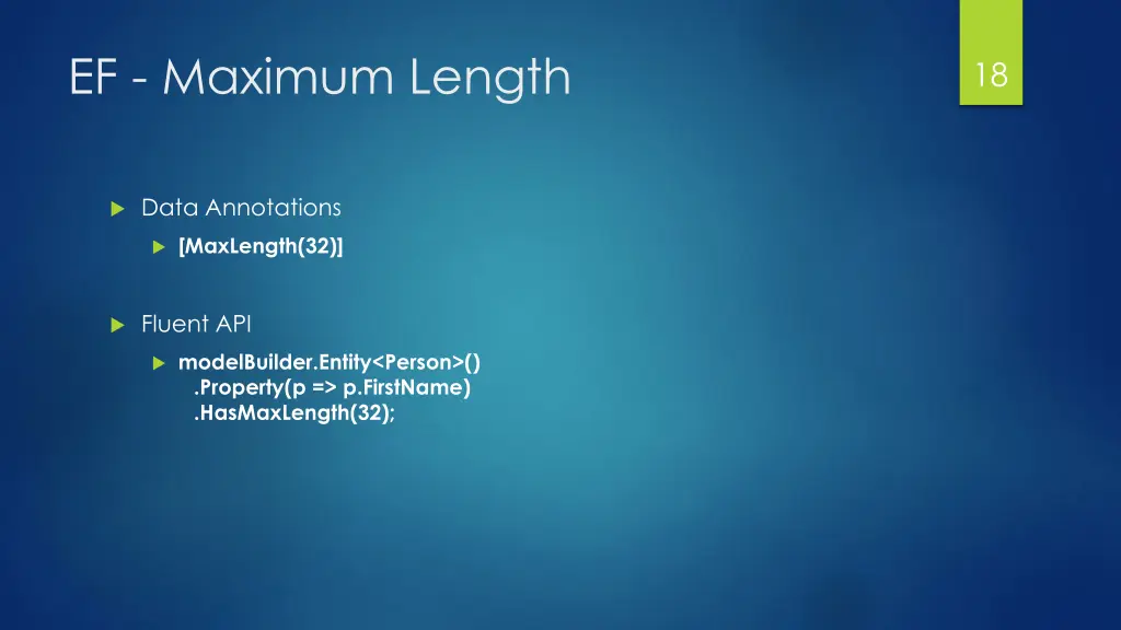 ef maximum length 1