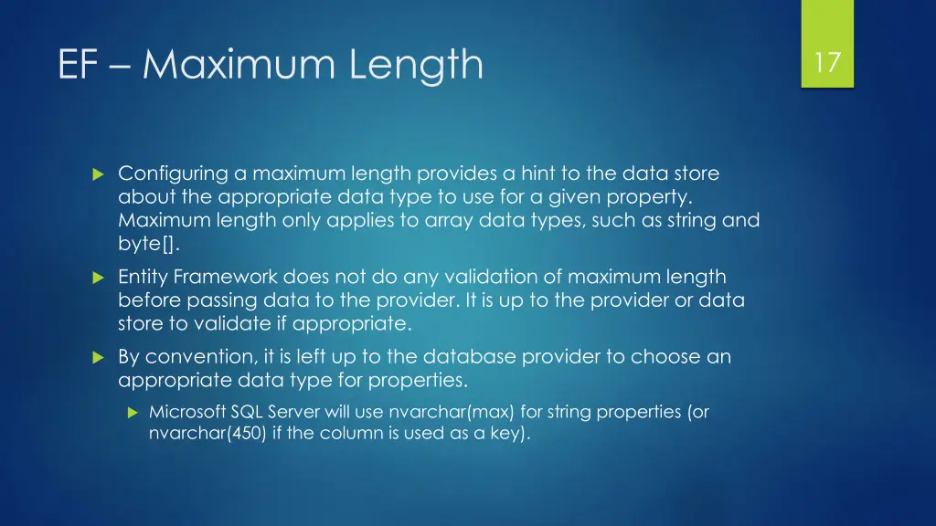 ef maximum length