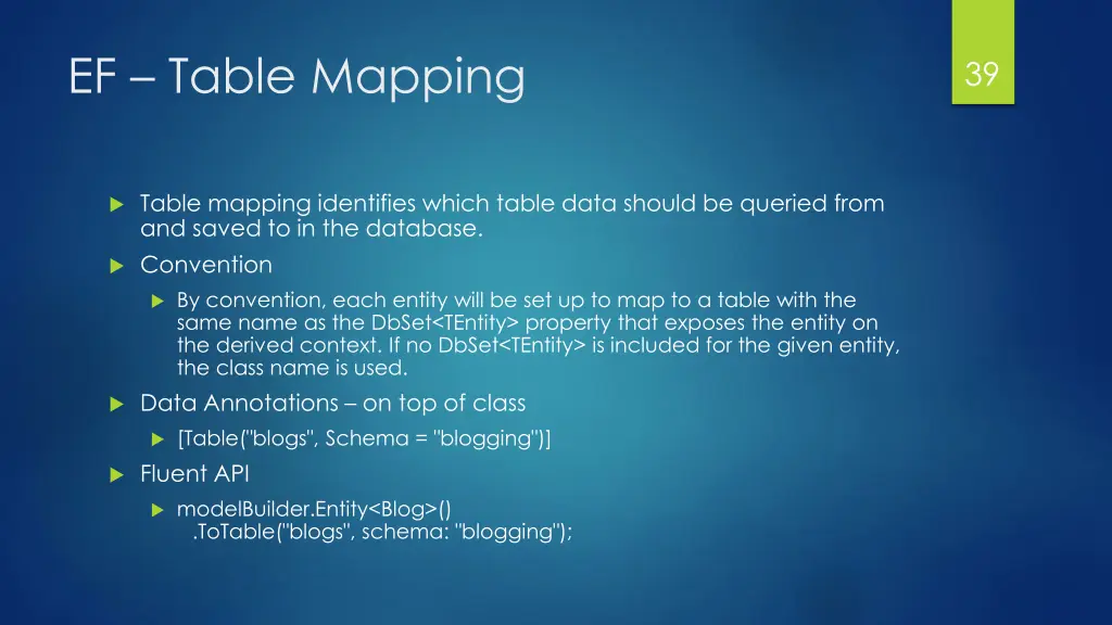 ef table mapping