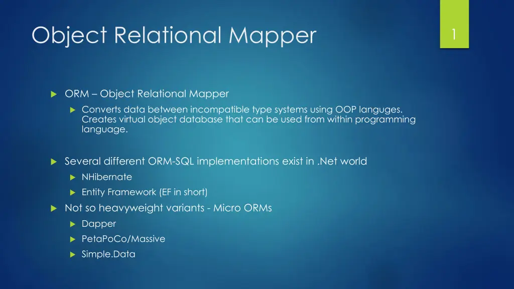 object relational mapper