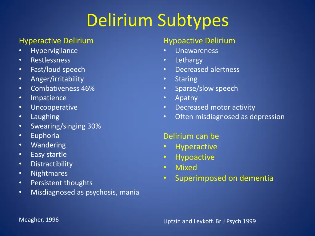 delirium subtypes