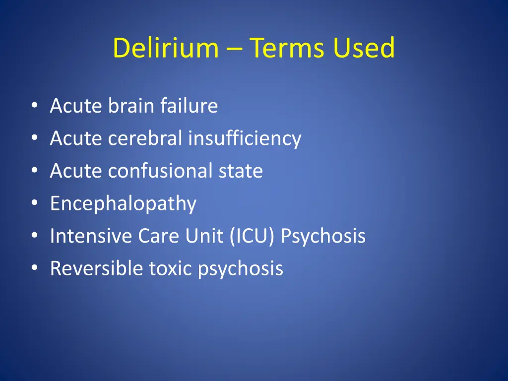 delirium terms used