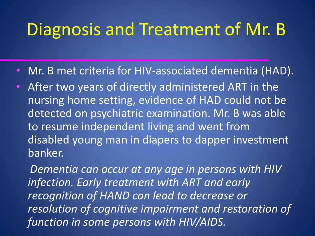 diagnosis and treatment of mr b 2